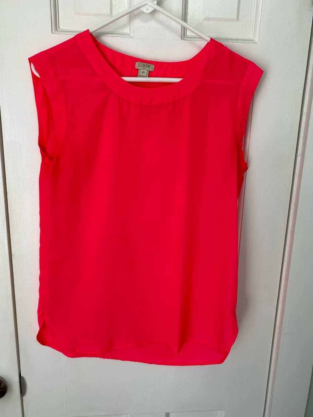 J. Crew Neon Pink Cap-Sleeve Shell Blouse